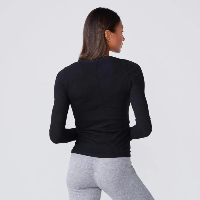 MONROW LONG SLEEVE Textured TriBlend Fitted Long Sleeve Crew Black 8211 Shop