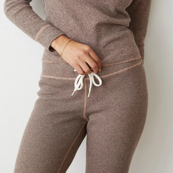 MONROW SWEATS Cozy Heather Thermal Cuff Sweat Pecan 8211 Shop