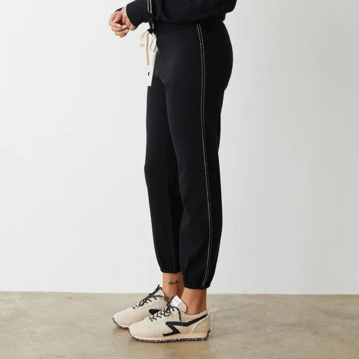 MONROW SWEATS Light Soft Knit Contrast Stitch Vintage Sweat Black 8211 Shop