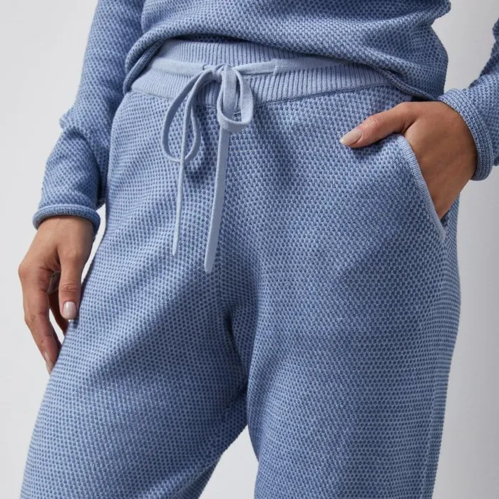 MONROW SWEATS Soft Knit Textured Cuffed Jogger Light Blue 8211 Shop
