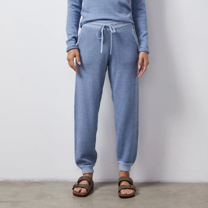 MONROW SWEATS Soft Knit Textured Cuffed Jogger Light Blue 8211 Shop