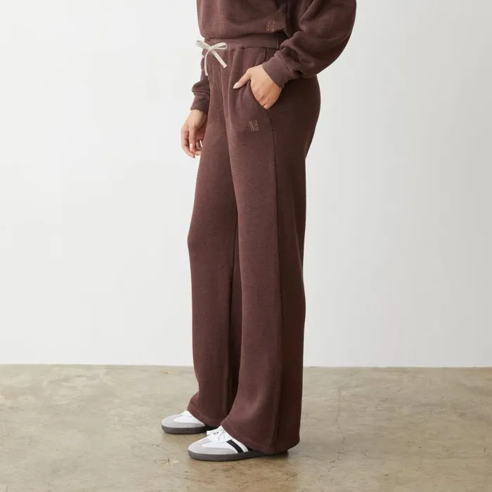 MONROW SWEATS Teddy Fleece Straight Leg Sweat Dark Oak 8211 Shop
