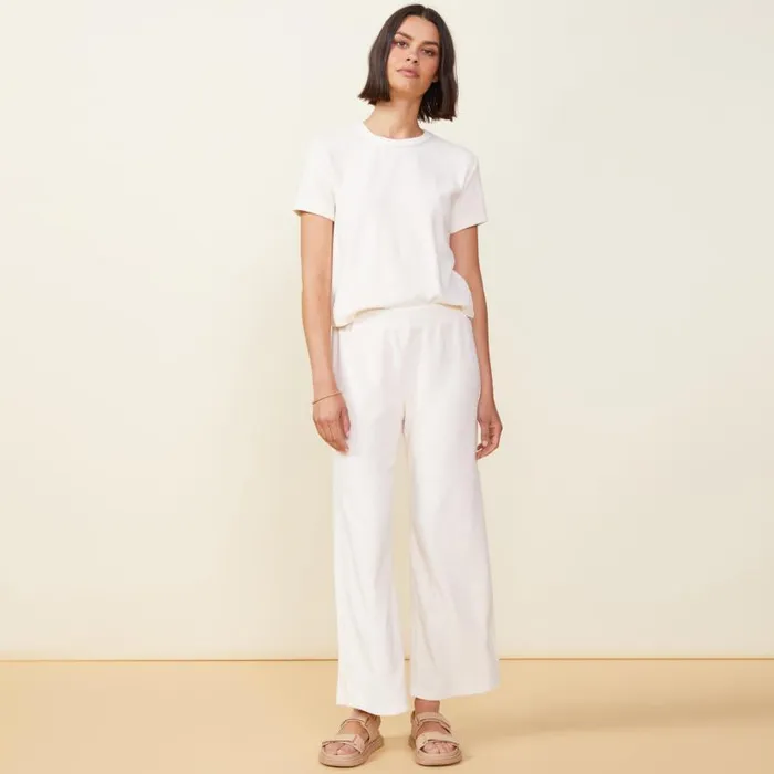 MONROW SWEATS Terry Cloth High Waisted Flare Sweat Pearl 8211 Shop