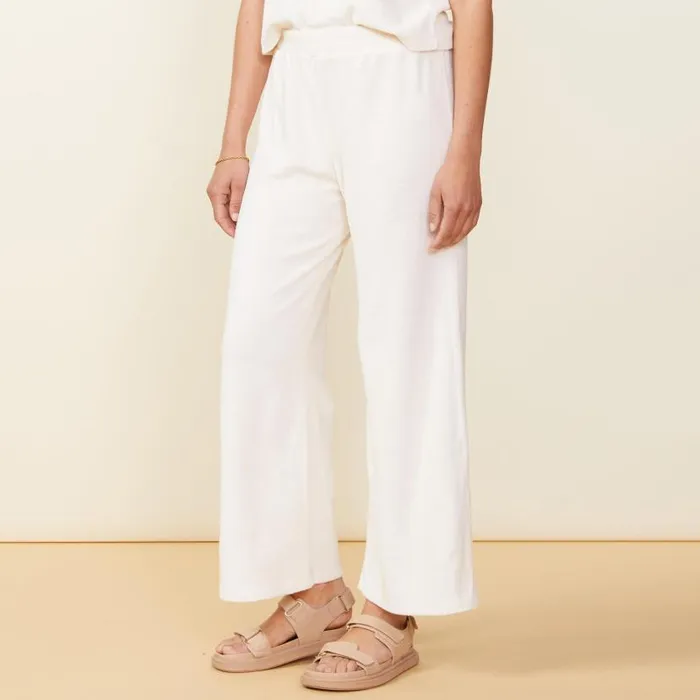 MONROW SWEATS Terry Cloth High Waisted Flare Sweat Pearl 8211 Shop