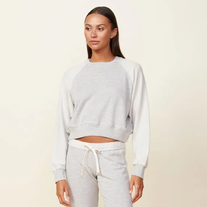 MONROW SWEATSHIRTS Reversed Supersoft Fleece Raglan Dark Heather 8211 Shop