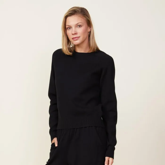 MONROW SWEATSHIRTS Soft Knit Raglan Sweater Black 8211 Shop