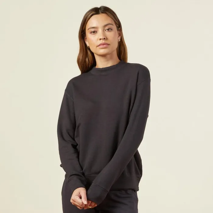 MONROW SWEATSHIRTS Supersoft Fleece Boyfriend Sweatshirt Faded Black 8211 Shop
