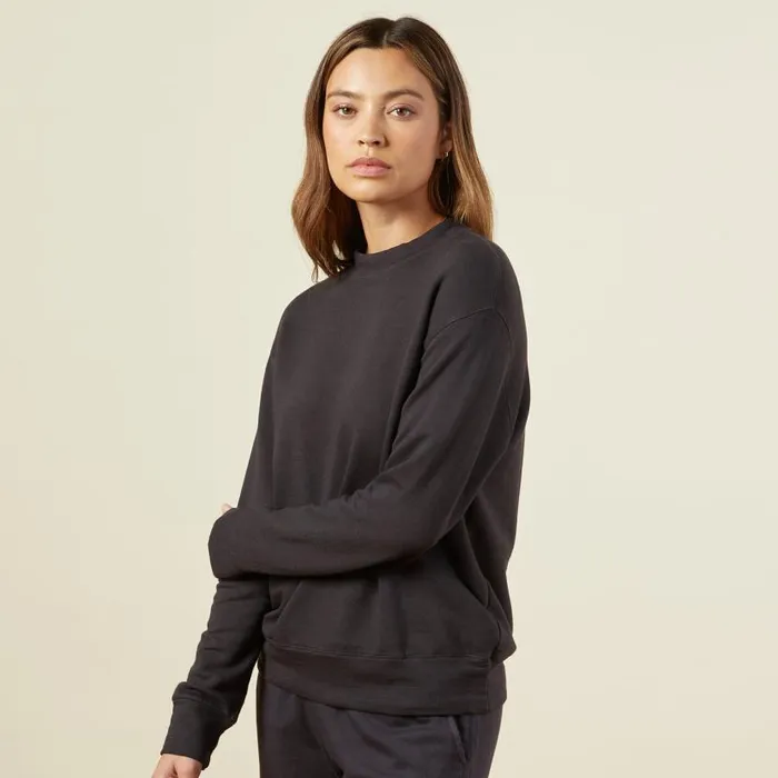 MONROW SWEATSHIRTS Supersoft Fleece Boyfriend Sweatshirt Faded Black 8211 Shop