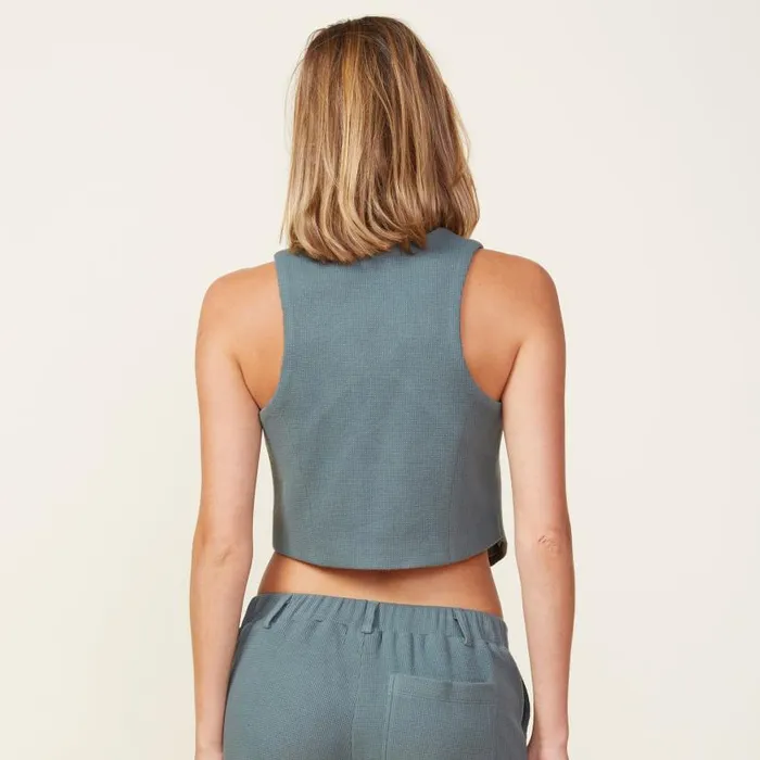 MONROW TANKS Brushed Thermal Vest Green Grey 8211 Shop