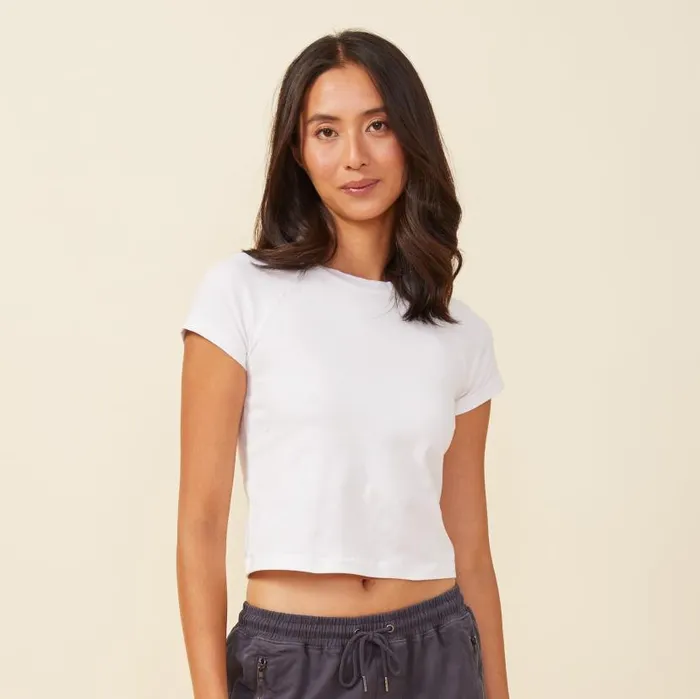 MONROW TEES Fitted Cap Sleeve Tee White 8211 Shop