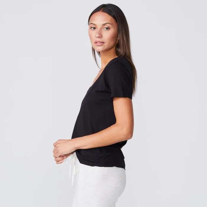 MONROW TEES Super Fine Jersey Fitted V Neck Tee Black 8211 Shop
