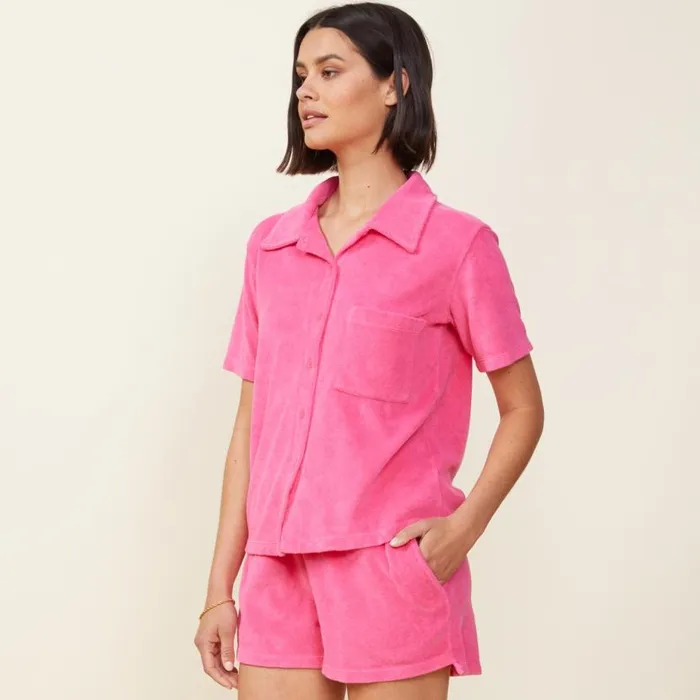 MONROW TEES Terry Cloth Pocket Shirt Azalea 8211 Shop