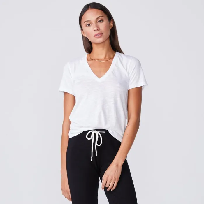 MONROW TEES Textured TriBlend Fitted V Neck Tee White 8211 Shop