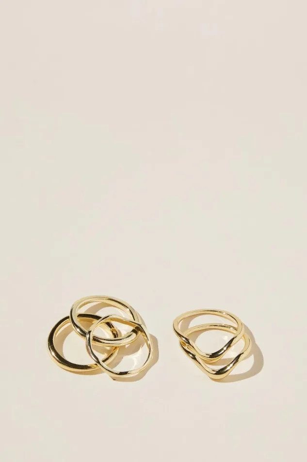 Multipack Rings Gold Plated Wavy Women Cotton On Jewelry