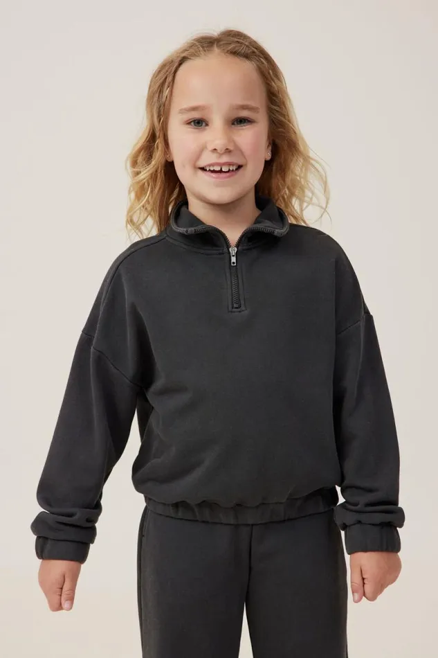 Naomi Half Zip Pullover Phantom Girls Cotton On Sweatshirts and Sweatpants