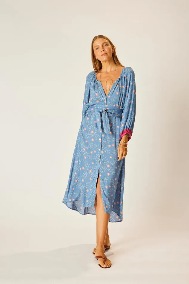 Natalie Martin ALEX MIDI DRESS WITH SASH Pinwheel Denim Shop Dresses