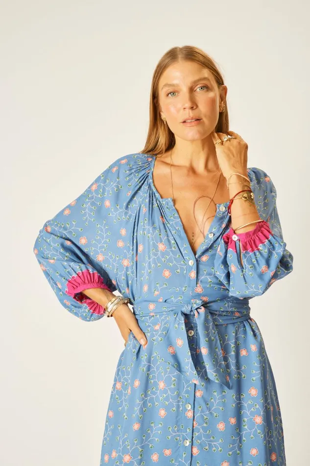 Natalie Martin ALEX MIDI DRESS WITH SASH Pinwheel Denim Shop Dresses