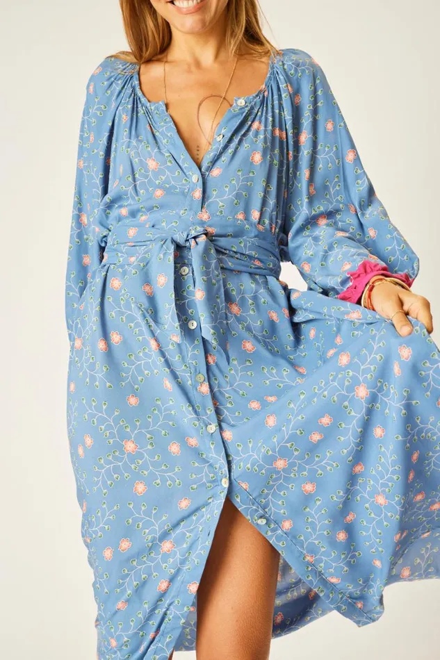 Natalie Martin ALEX MIDI DRESS WITH SASH Pinwheel Denim Shop Dresses