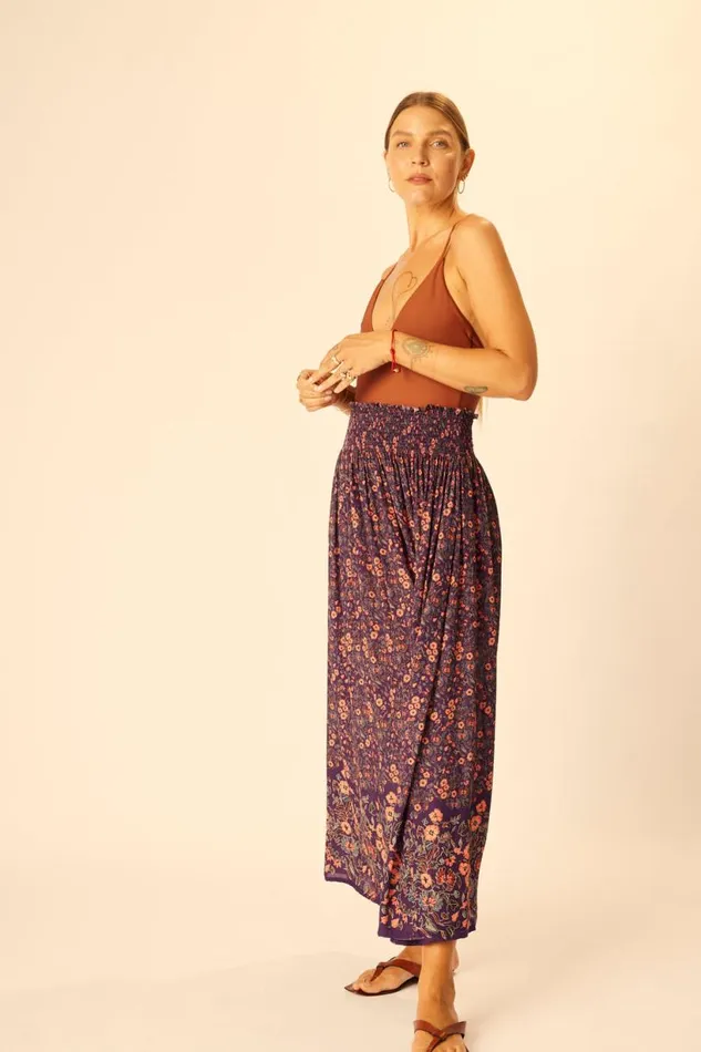 Natalie Martin BELLA SKIRT Petite Fleur Aubergine Shop Bottoms
