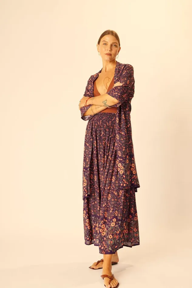 Natalie Martin BELLA SKIRT Petite Fleur Aubergine Shop Bottoms