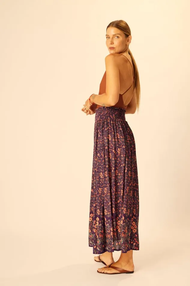 Natalie Martin BELLA SKIRT Petite Fleur Aubergine Shop Bottoms