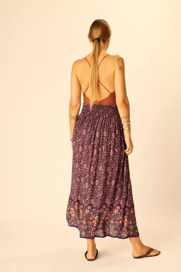 Natalie Martin BELLA SKIRT Petite Fleur Aubergine Shop Bottoms