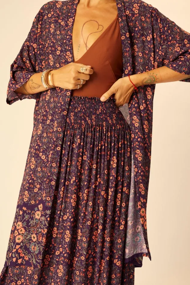 Natalie Martin BELLA SKIRT Petite Fleur Aubergine Shop Bottoms