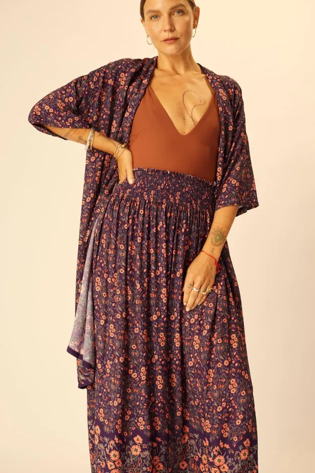 Natalie Martin BELLA SKIRT Petite Fleur Aubergine Shop Bottoms
