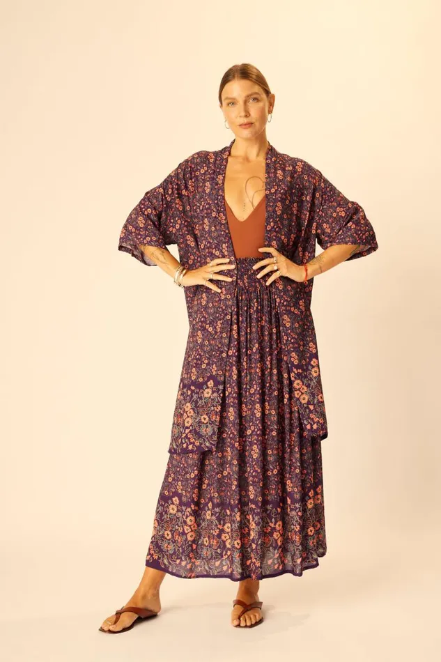 Natalie Martin BELLA SKIRT Petite Fleur Aubergine Shop Bottoms