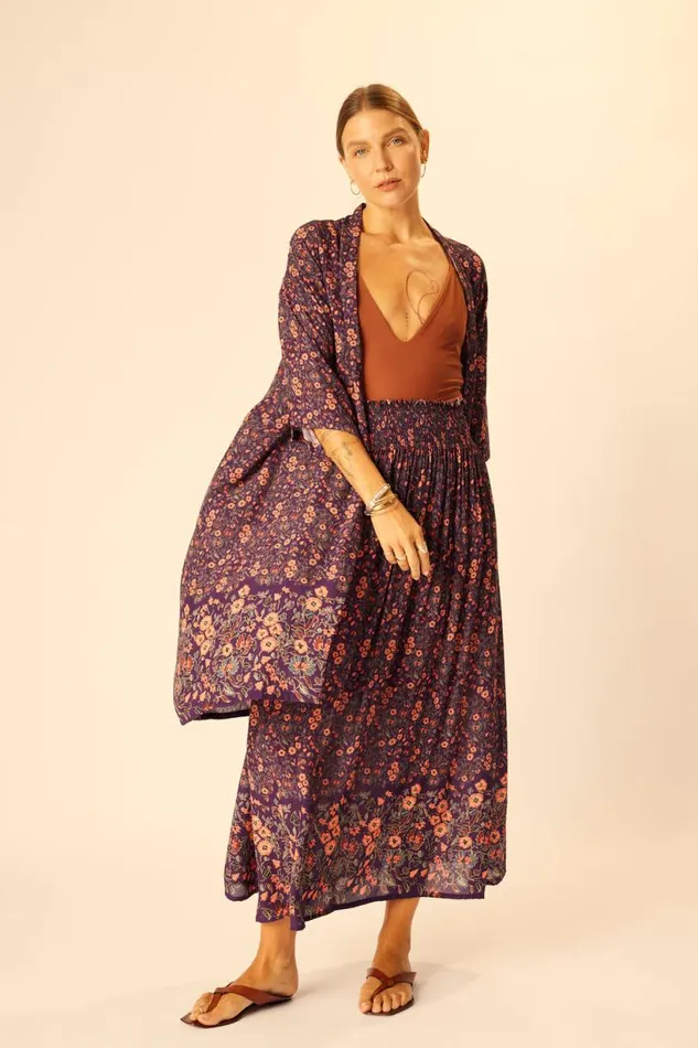 Natalie Martin BELLA SKIRT Petite Fleur Aubergine Shop Bottoms
