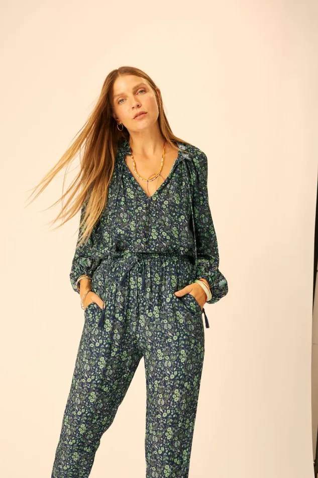 Natalie Martin BIANCA PANT Petite Fleur Marine Shop Bottoms