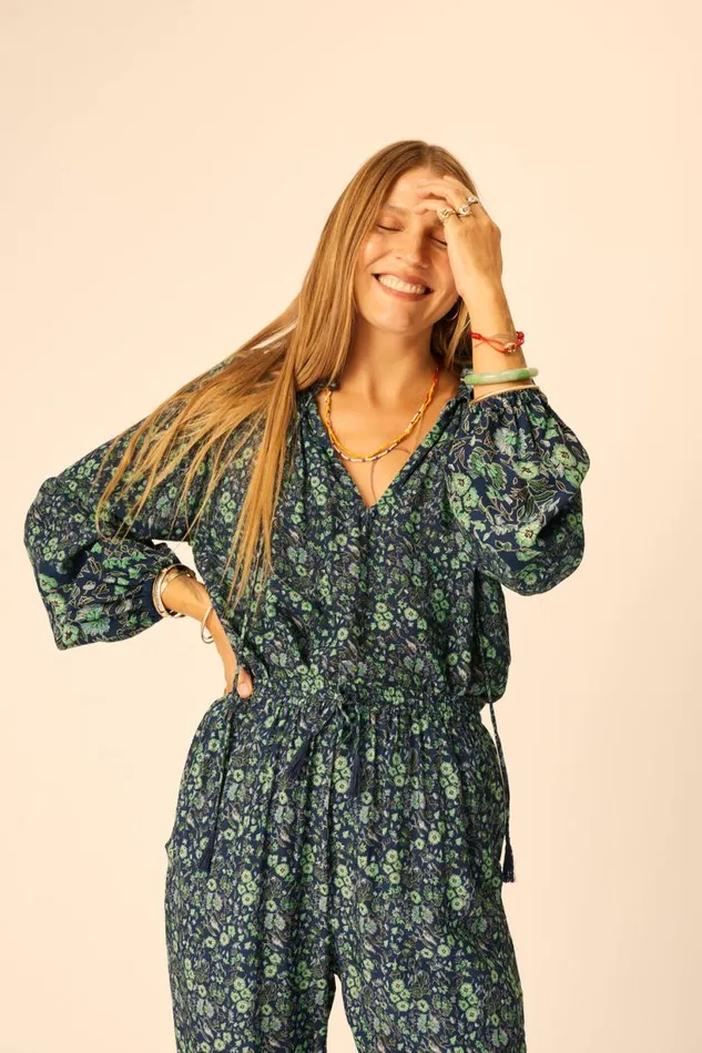 Natalie Martin BIANCA PANT Petite Fleur Marine Shop Bottoms
