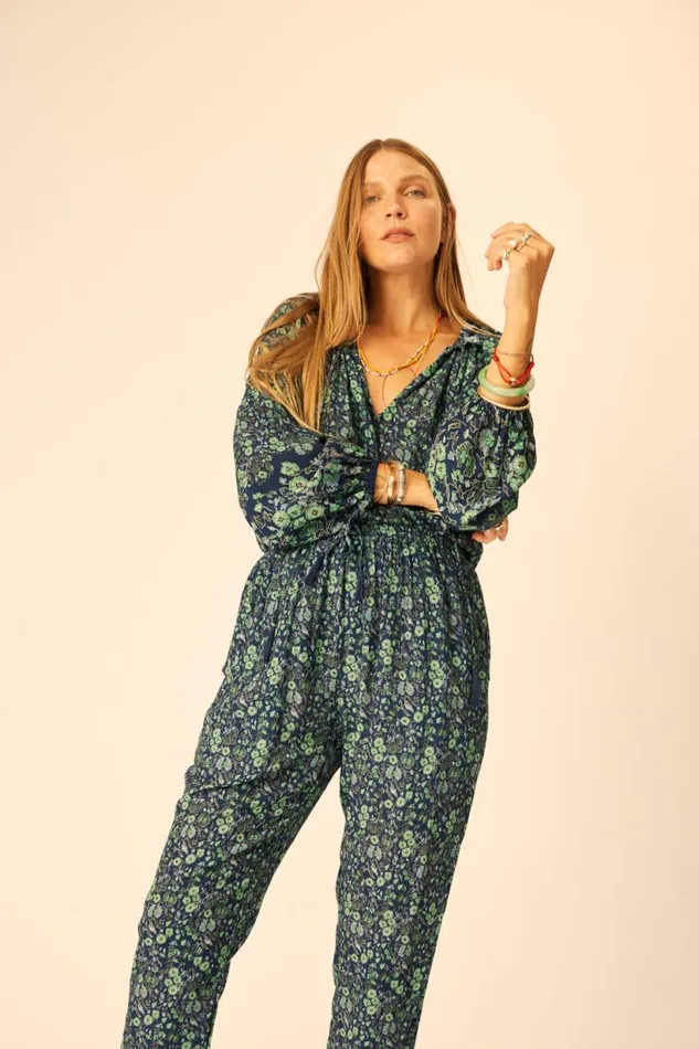Natalie Martin BIANCA PANT Petite Fleur Marine Shop Bottoms