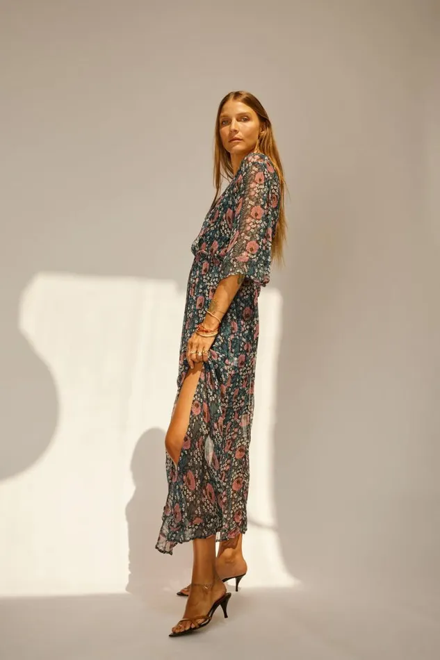 Natalie Martin COCO MAXI Vintage Flowers Indigo Shop Dresses