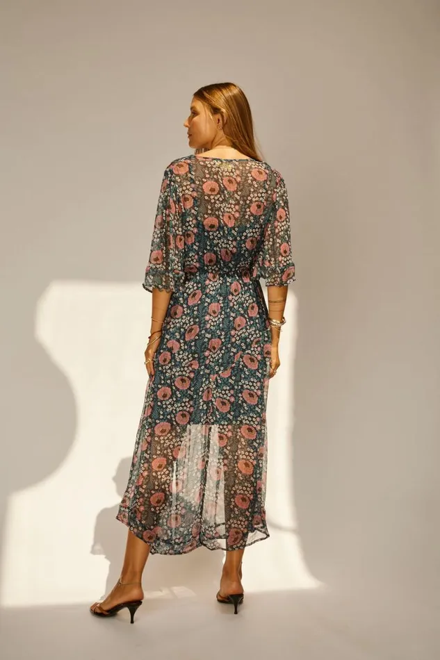 Natalie Martin COCO MAXI Vintage Flowers Indigo Shop Dresses