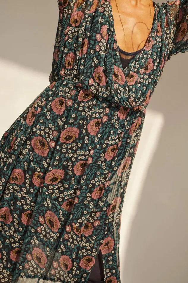 Natalie Martin COCO MAXI Vintage Flowers Indigo Shop Dresses
