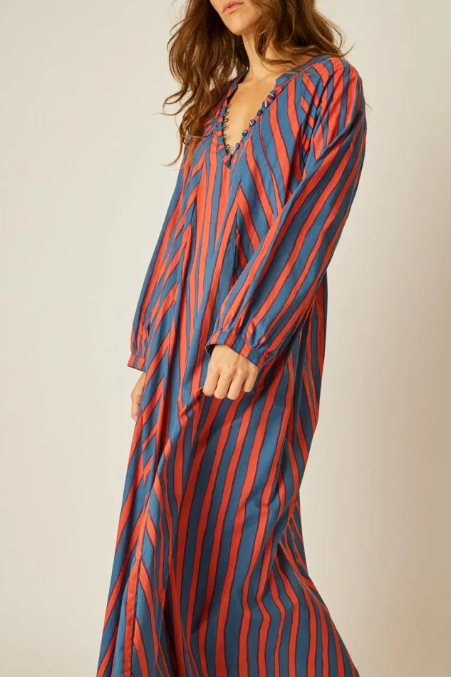Natalie Martin FIORE MAXI Batik Stripe Blood Orange Shop Dresses