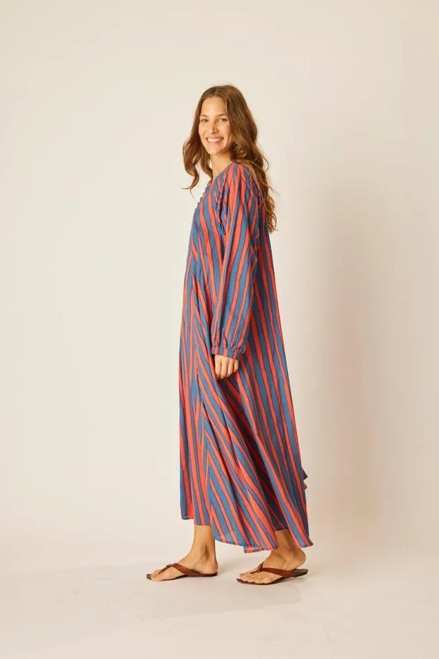 Natalie Martin FIORE MAXI Batik Stripe Blood Orange Shop Dresses