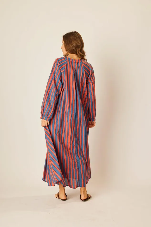 Natalie Martin FIORE MAXI Batik Stripe Blood Orange Shop Dresses