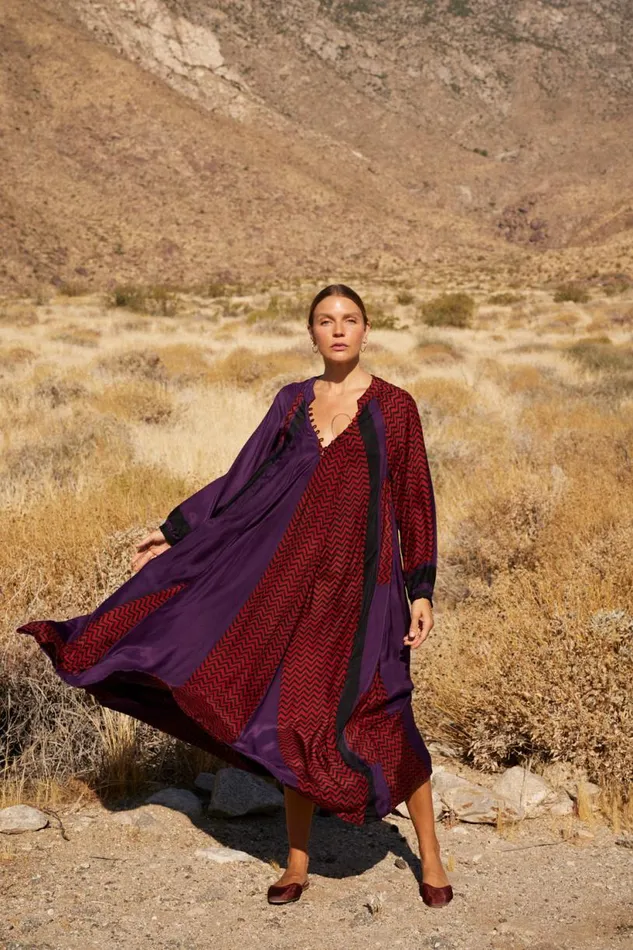 Natalie Martin FIORE MAXI Block Zigzag Aubergine Shop Dresses