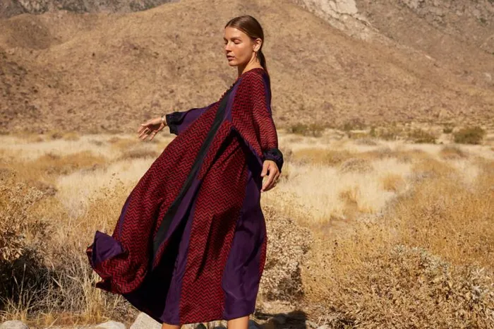 Natalie Martin FIORE MAXI Block Zigzag Aubergine Shop Dresses