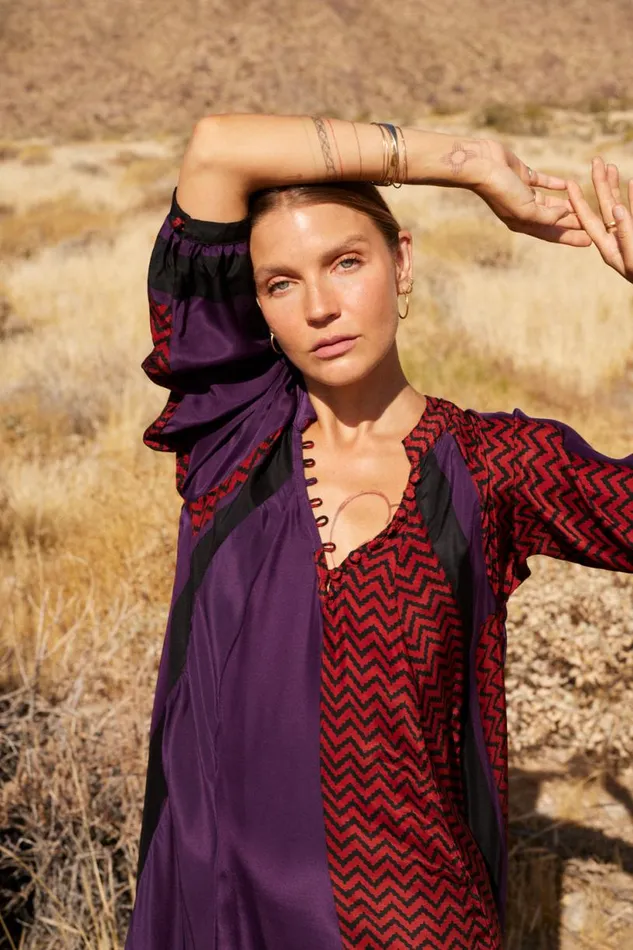 Natalie Martin FIORE MAXI Block Zigzag Aubergine Shop Dresses