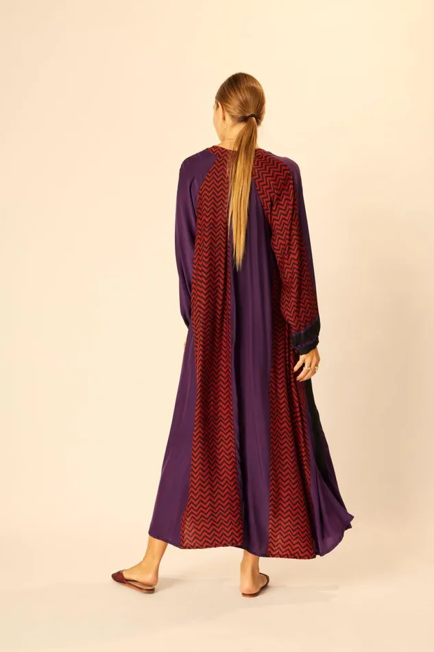 Natalie Martin FIORE MAXI Block Zigzag Aubergine Shop Dresses