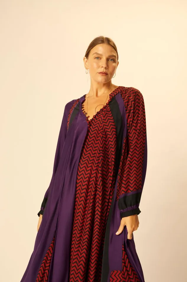 Natalie Martin FIORE MAXI Block Zigzag Aubergine Shop Dresses