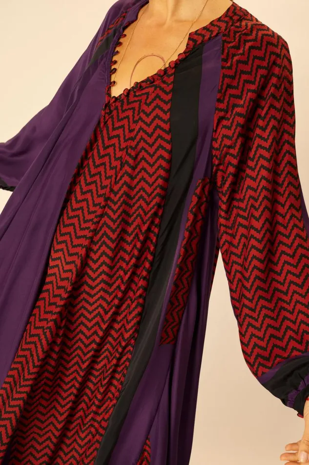 Natalie Martin FIORE MAXI Block Zigzag Aubergine Shop Dresses