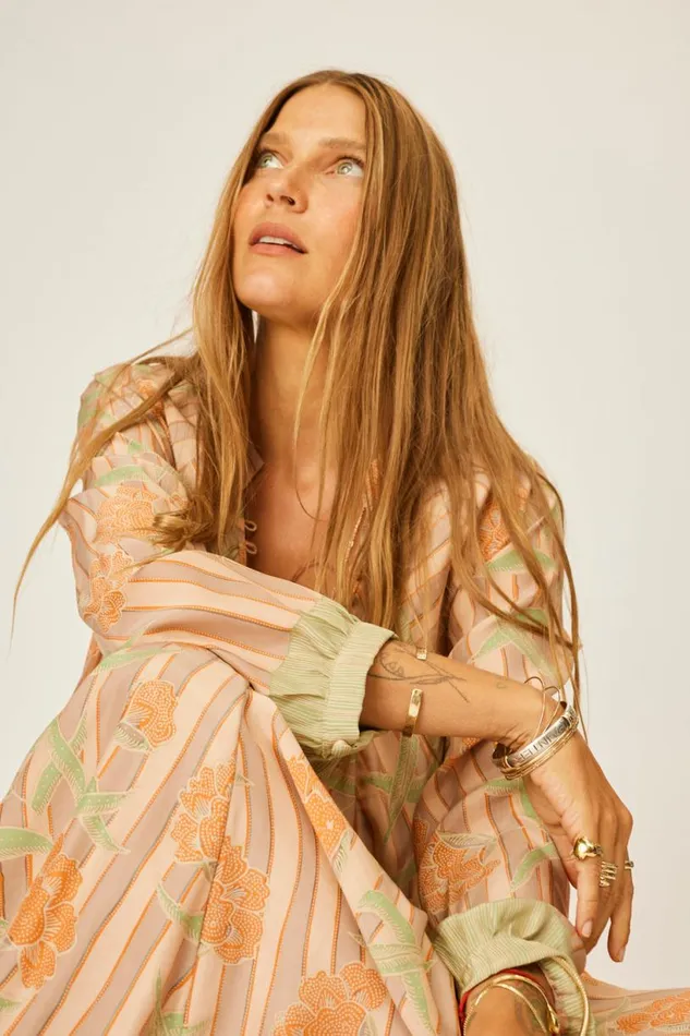 Natalie Martin FIORE MAXI Chamomile Apricot Shop Dresses