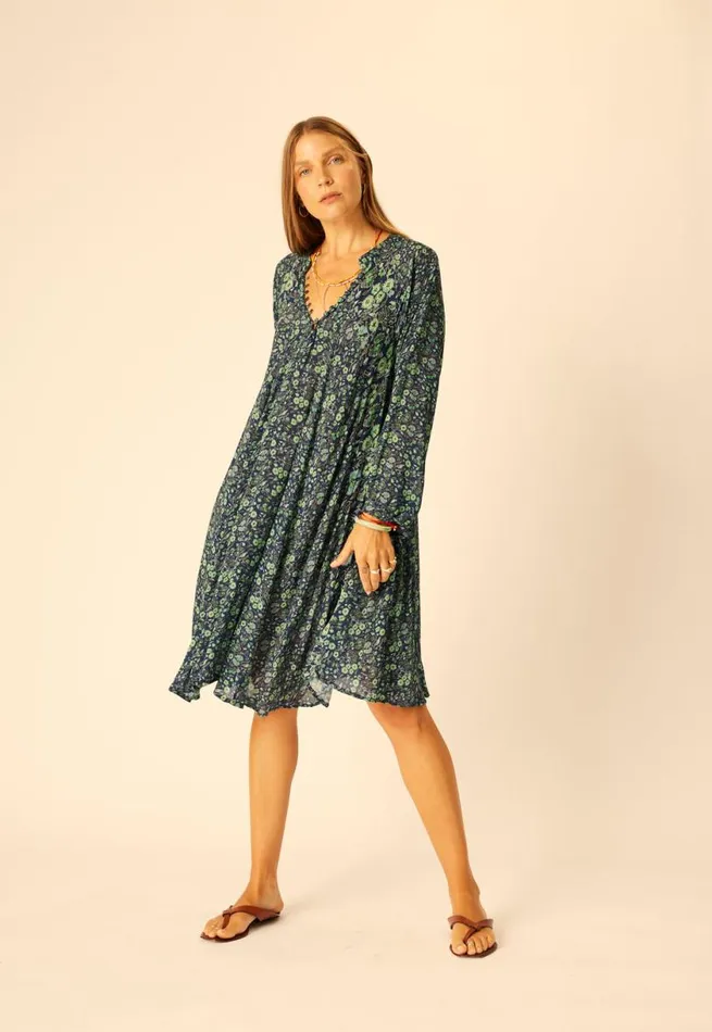 Natalie Martin FIORE SHORT DRESS Petite Fleur Marine Shop Dresses