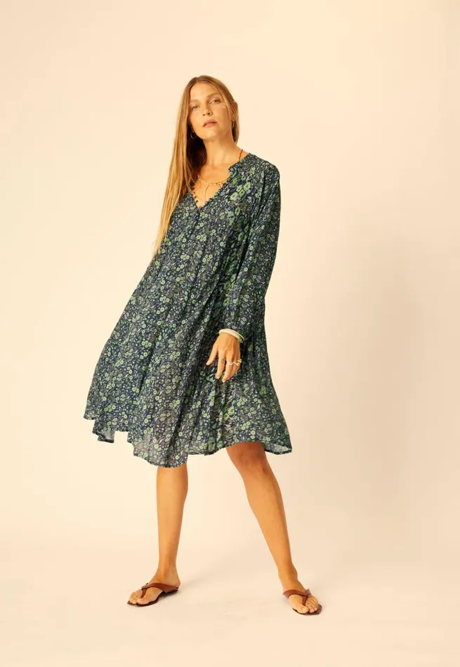 Natalie Martin FIORE SHORT DRESS Petite Fleur Marine Shop Dresses