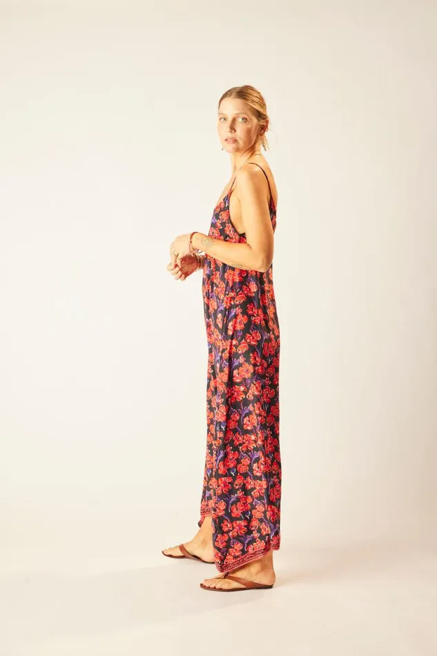Natalie Martin HEATHER MAXI Silk Watercolor Print Onyx Shop Dresses
