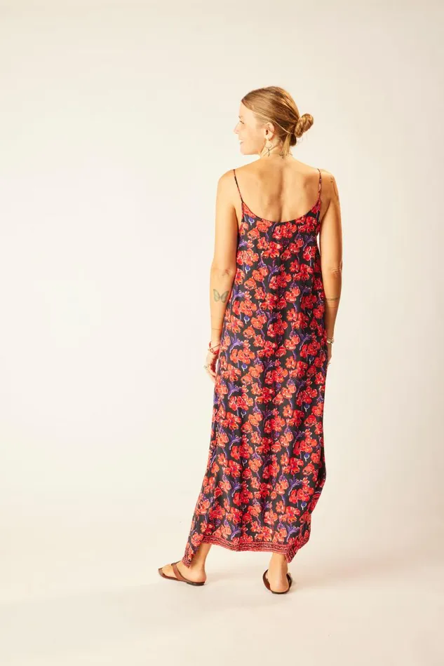 Natalie Martin HEATHER MAXI Silk Watercolor Print Onyx Shop Dresses